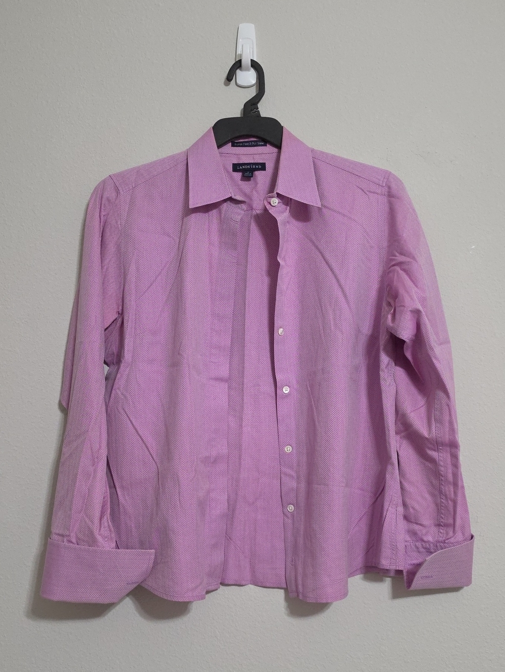 Lands' End Lavender Pink Women's Button Down Shirt 100% Cotton Size 12